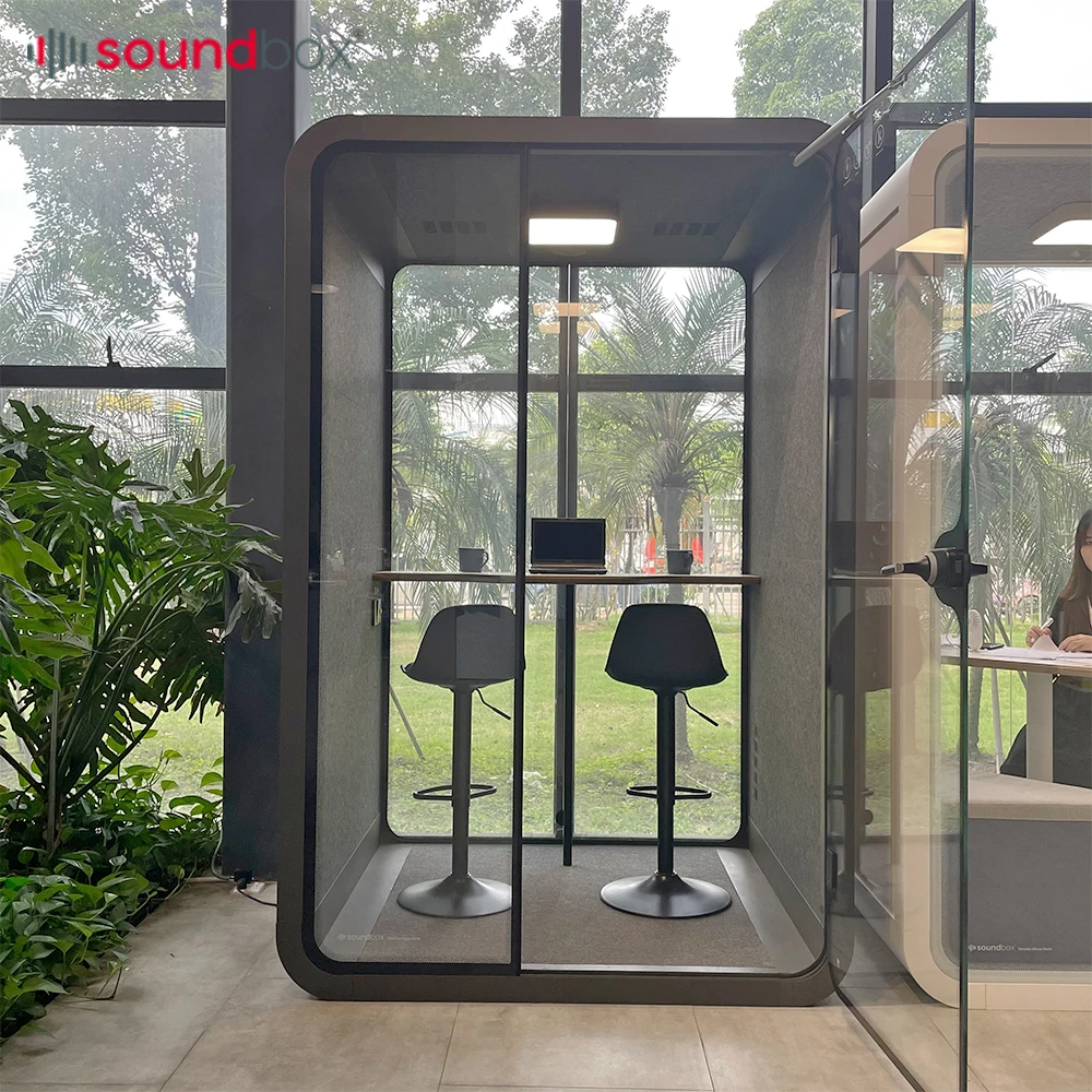Soundbox Movable Silence Booth Soundproof Middle Size 2 Seat Indoor Office Use Office Pod