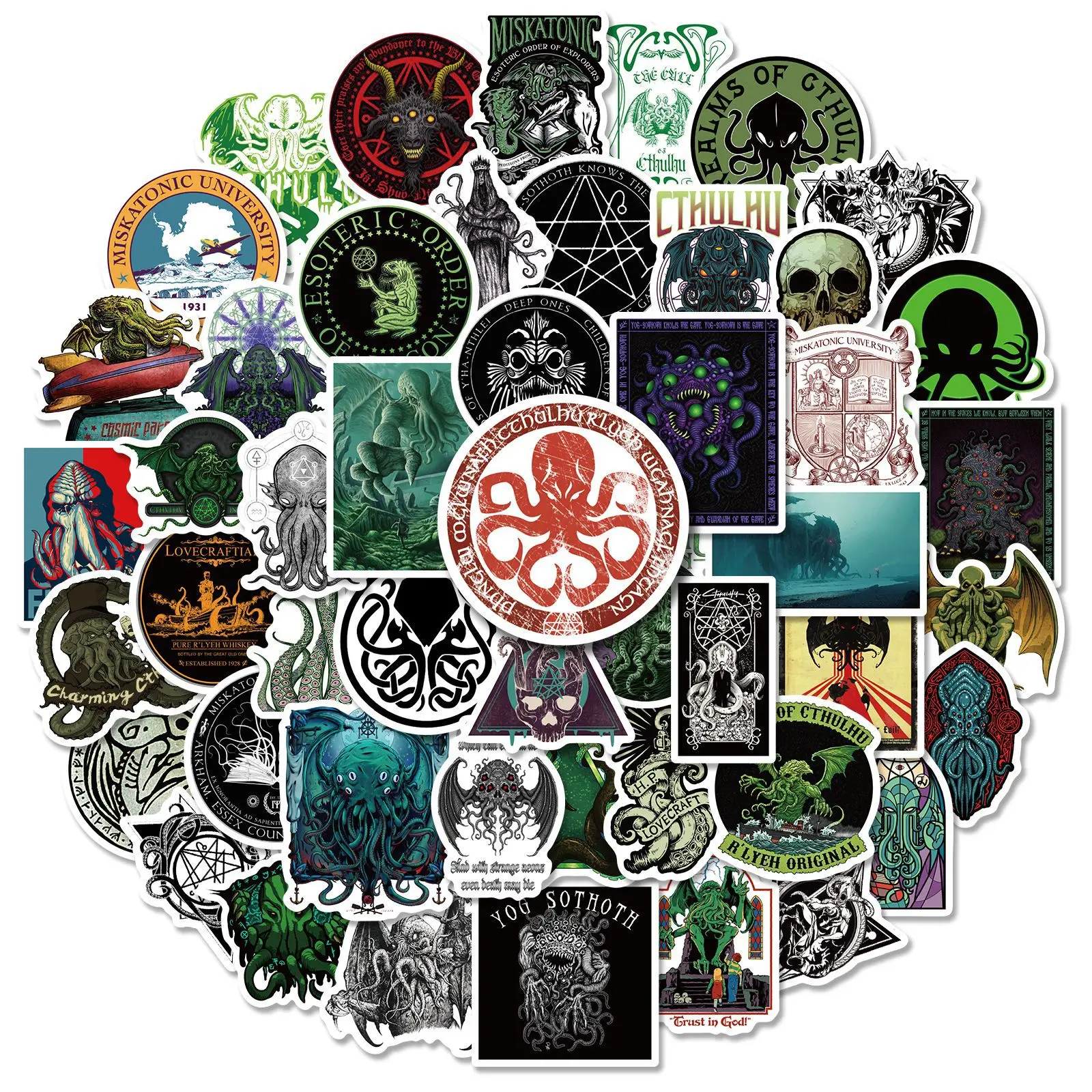 50Pcs Mysterious Cthulhu Cool Monster Graffiti Stickers for Wall Book ...