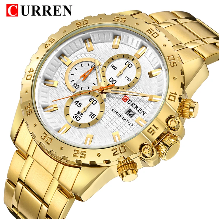 Curren 8334 Men's Watch Luxury Business Golden Chronograph