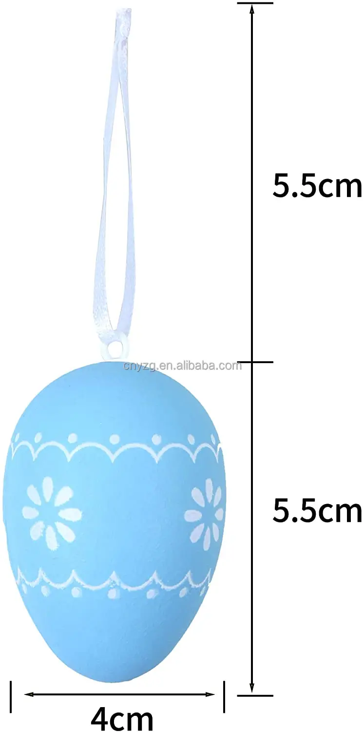 12pcs Plastic Easter Eggs Ornaments Printed Hanging Eggs for Spring Easte