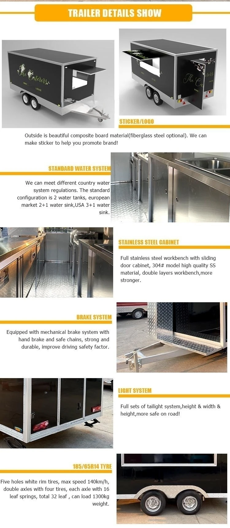 12ft Fully Catering Equipped Food Truck Hot Dog Food Cart Customized