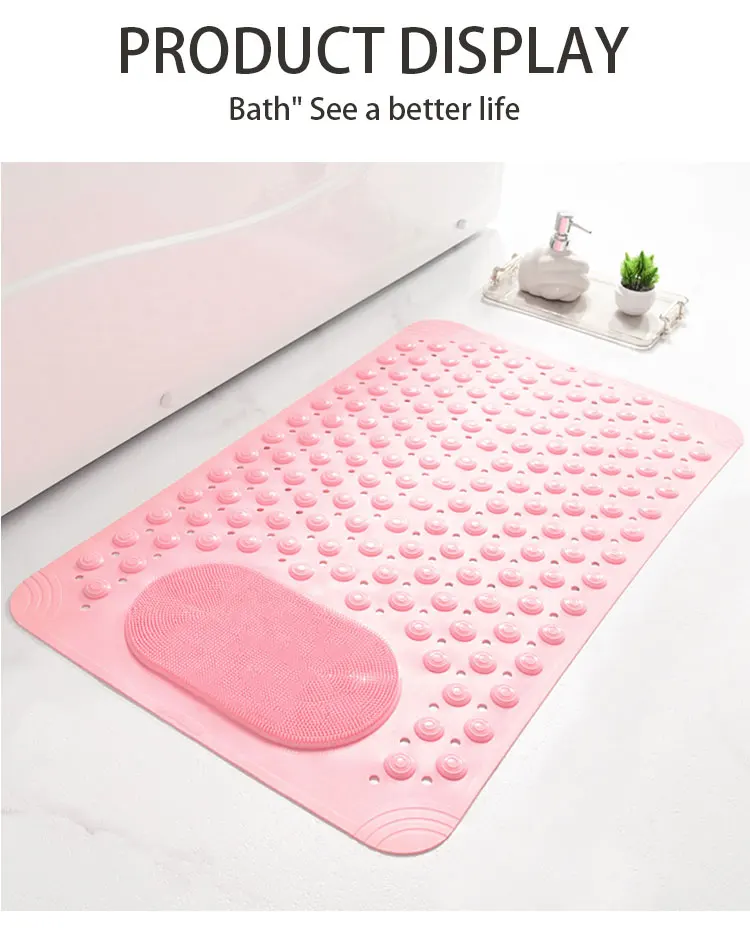 New Design Non Slip Bath Tub Mats Massage Bathroom Mat with Suction Cup and Drain Hole Machine Quick Drying Shower Floor Mat supplier