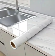 DUUEIHHUER Luxury Modern Self-Adhesive Wallpaper White Grey Marble PVC Kitchen Wall Sticker Waterproof Bathroom Cabinets Pattern