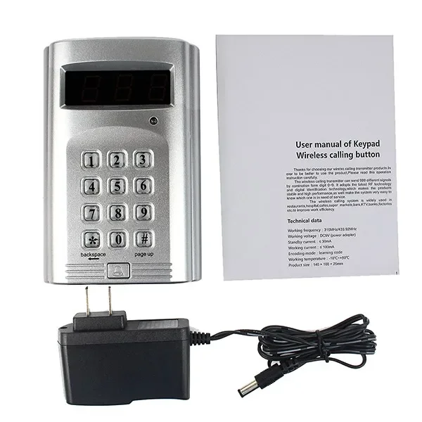 Wireless Kitchen Chef Call Waiter Server System for Chef Wireless Keypad Transmitter Digital Transmitter Keypad in Restaurant
