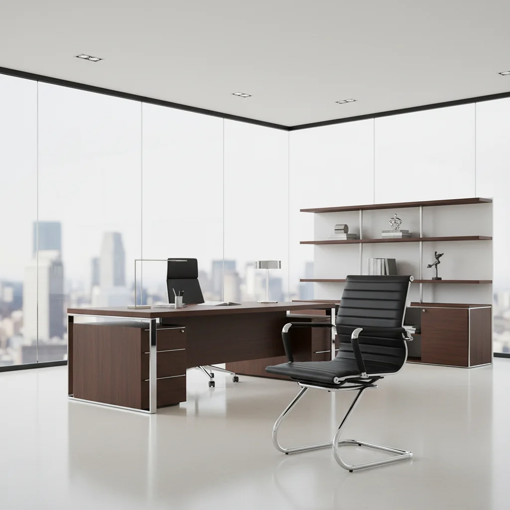 Assembly Executive Office Swivel Chair with Steel Frame Synthetic Leather Ergonomic Design 4