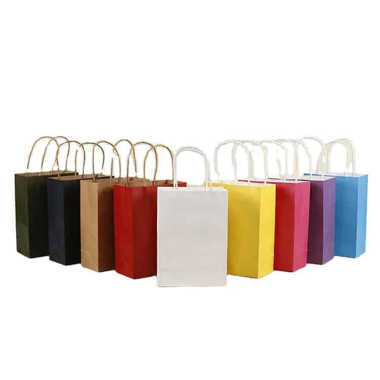 Factory Custom for Food Grade Take Away Packaging Cake Pizza Candy Sushi Burge White Brown Kraft Shopping Paper Bag With Handles