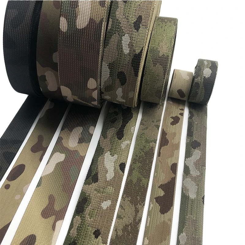 Nylon Polyester Atac Multicam Camouflage Webbing for Backpack Camo Milspec Printed Jacquard 25mm 38mm 50mm Printed Elastic Fig