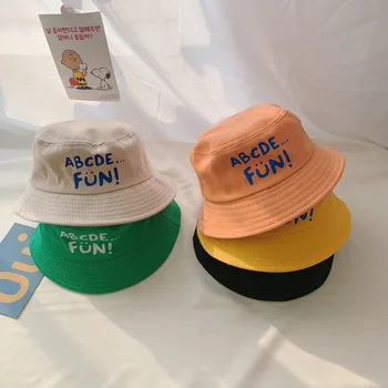 Fashion Casual Children's Bucket Hats Letter Decor Cotton Panama Hat Girls Boys Outdoor Beach Sun Hat