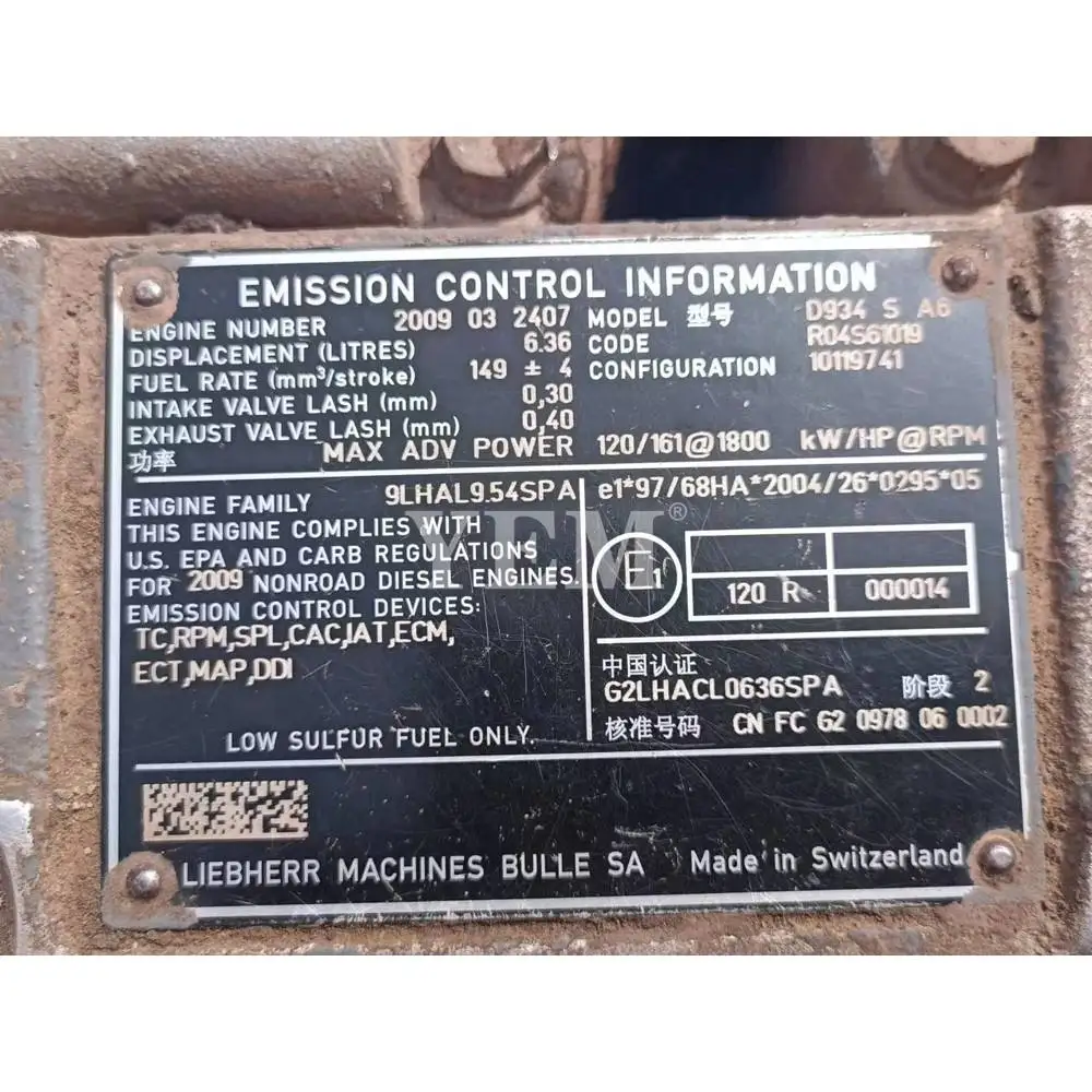 For Liebherr D934S Complete Engine Assy Used Excavator Engine Parts 6