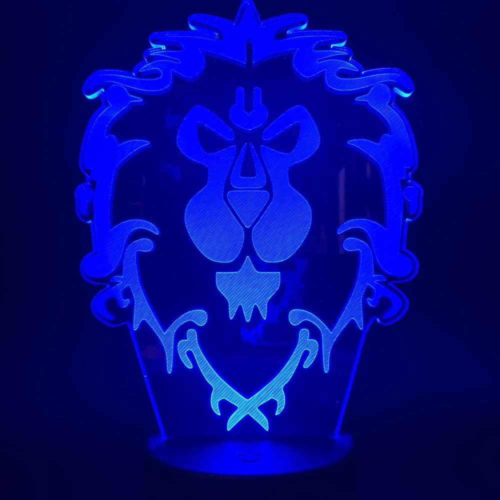 3D Lamp WOW World of Warcraft The Alliance Tribal Signs USB LED Night Light Gift 