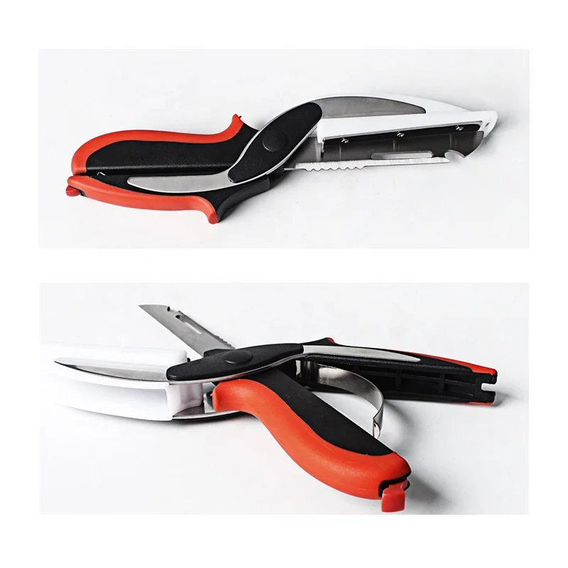2in1 Kitchen Knife and Scissors Quick Vegetable Slicer and Meat Cutter for Salad Food Cutter Choppers by KitchenShears