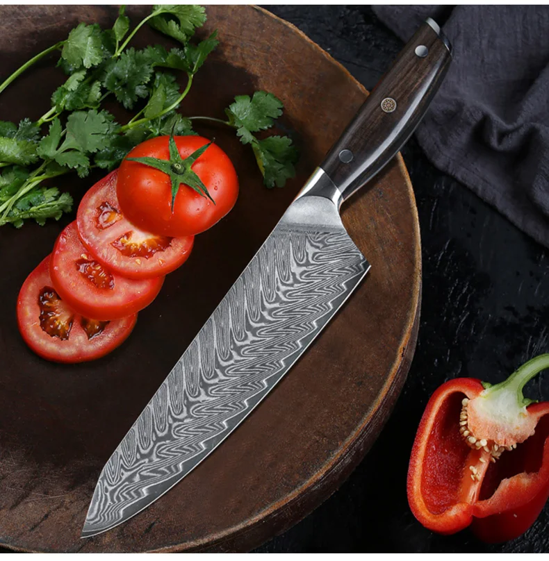 Professional High Carbon Steel VG10 Japanese Knife Set 7 PCS Damskus Kitchen Chef knife Set With Scissor and Block