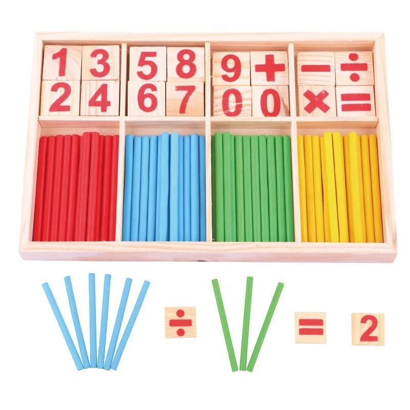 Wooden Count Bar Sticks Digital Learning Box Kids Mathematics Calculation Arithmetic Game Early Educational Toys For Child