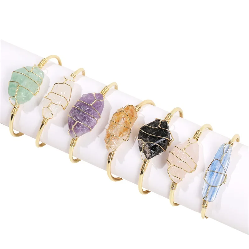 White Quartz Wire Wrap Golden Copper Bracelet – MindfulSouls