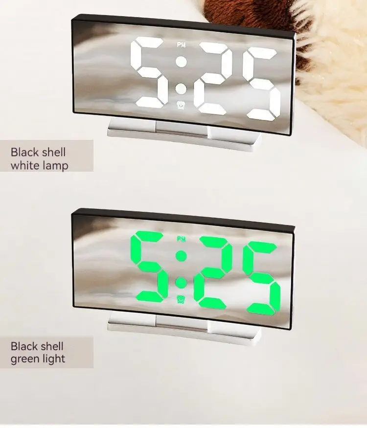 USB Charging Brightness Adjustment LED Digital Alarm Clock with Memory time