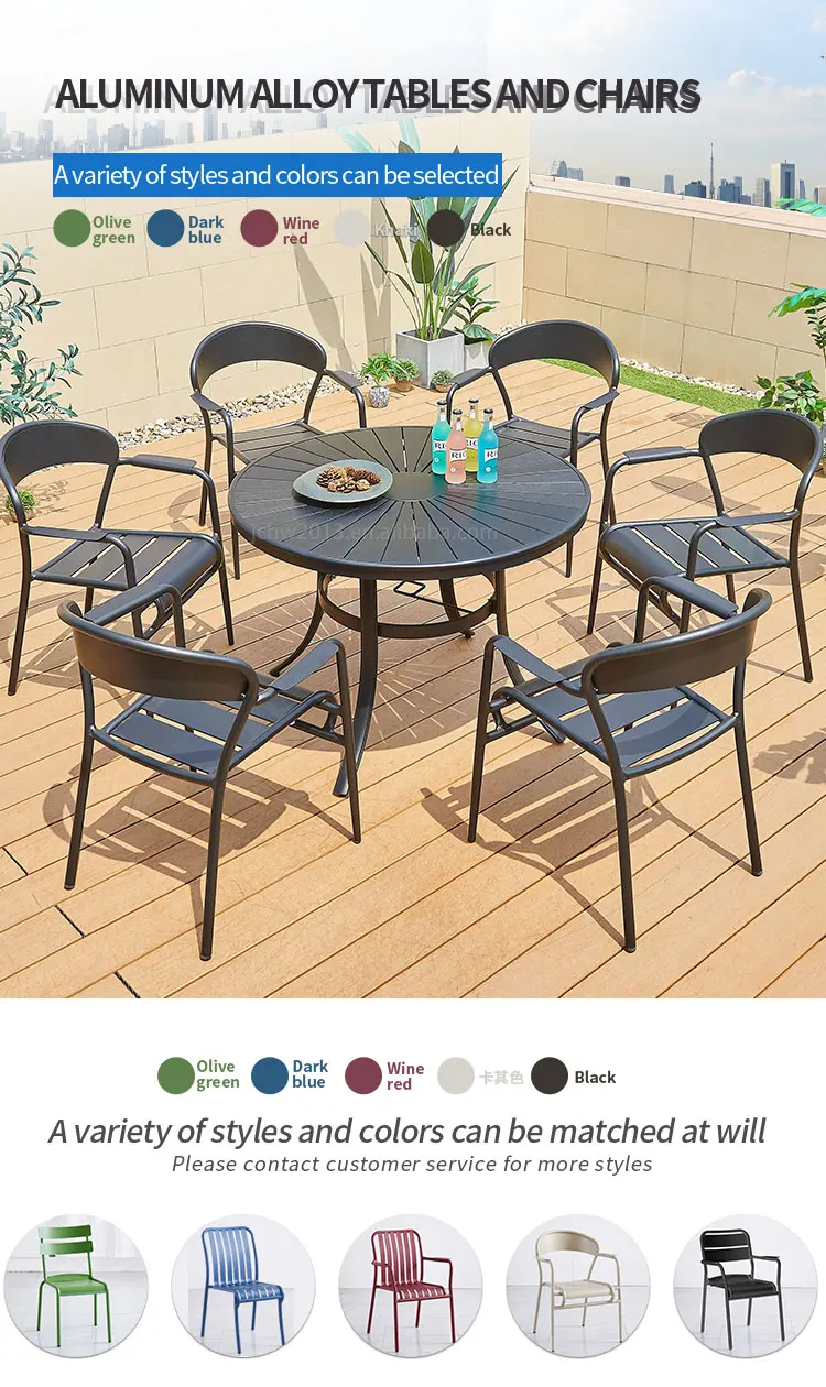 Juecheng Patio 6 People Cast Aluminium Garden Chair Outdoor Table And