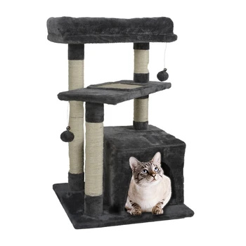 High Quality Short Plush Dark Grey Cat Scratcher Toys Cat tree