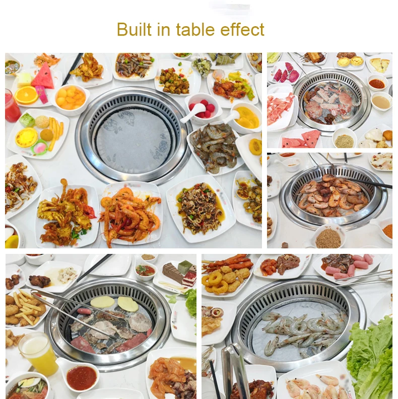 Commercial Quartz Stone Table Top Restaurant Hot Pot Table Korean Bbq Grill Table