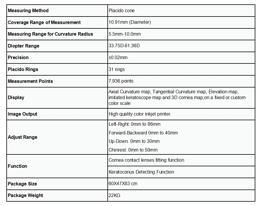 SW-6000 Ophthalmic Corneal Topography Equipment Eye Optical Optomery Corneal Topographer