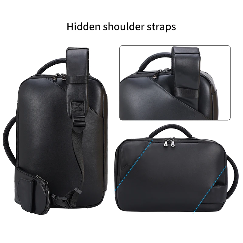 Big Capacity Logo Simple Style Genuine Waterproof Leather Bag for Men Chest Bag Full Grain Crazy Horse Leather Briefcase