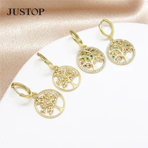 Wholesale Jewelry Factory Service Custom Tree of Life Design With Zircon Drop Earrings for Women Supplier