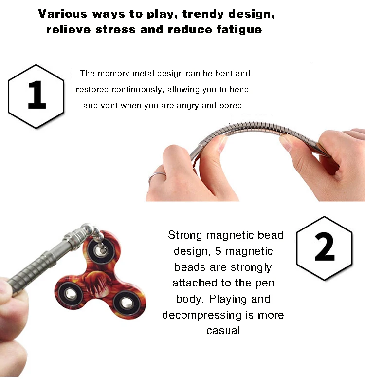 New Office Toys Bending Fidget Pen Metal Magnetic Pen Stress