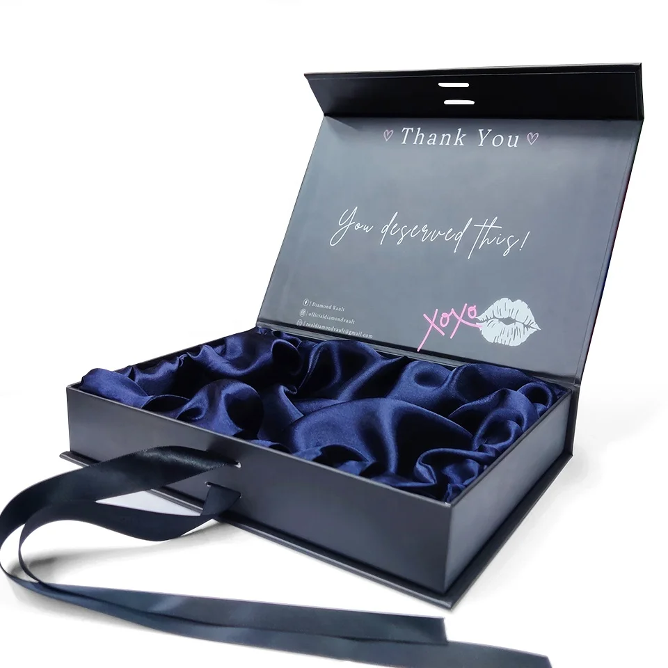 Luxury Black Book Shaped Rigid Cardboard Foldable Gift Box Custom Print ...