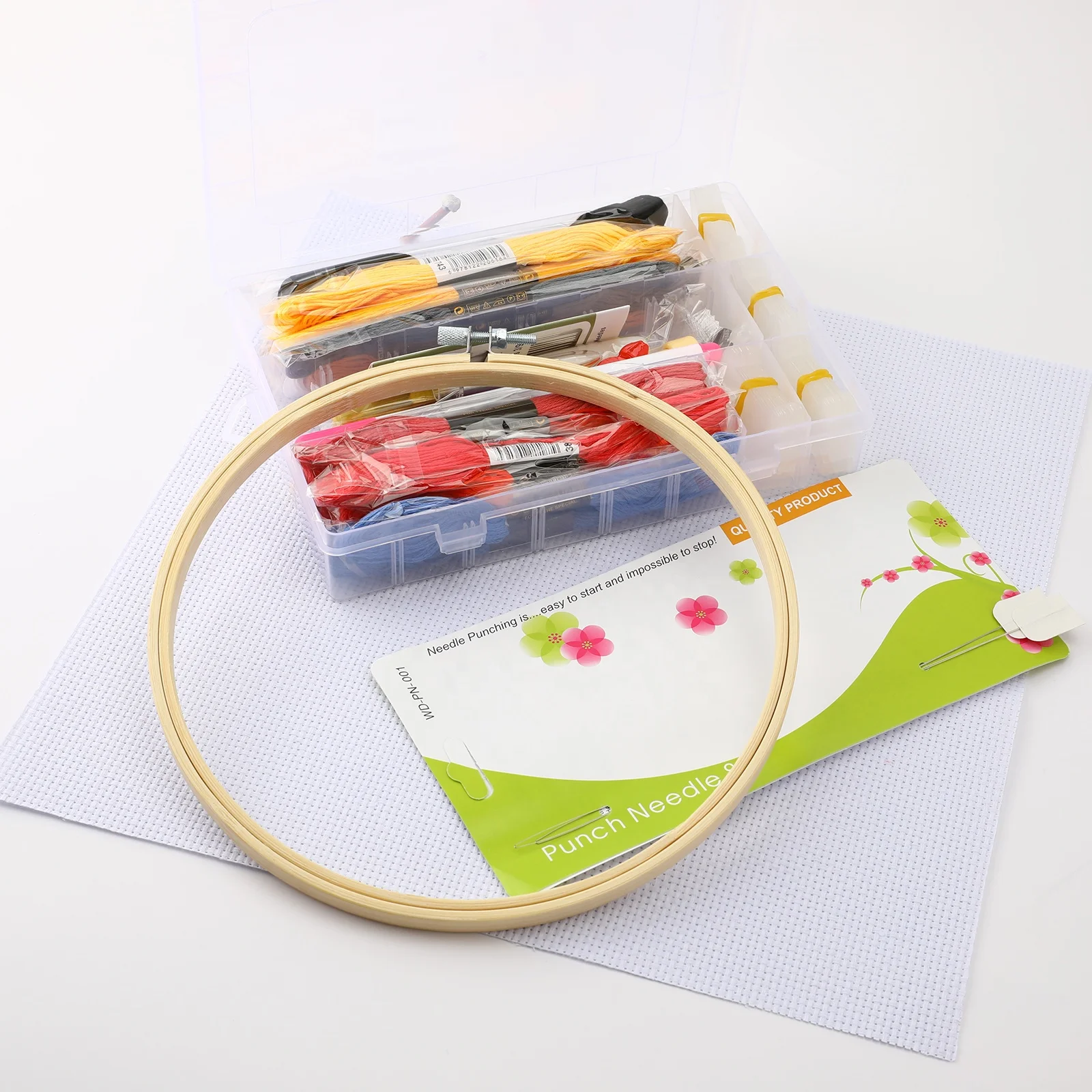 Magic Adjustable Punch Needle Set 32-Color Embroidery Floss Threads Organizer Plastic Home Decoration Canvas Holder European