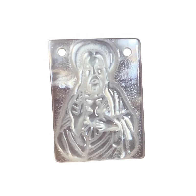 Wholesale Custom Mother Of Pearl Shell Jesus Charm Pendant Jewelry Accessory for Christian