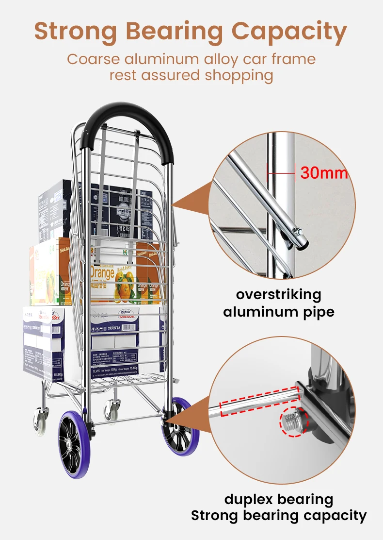 Folding Shopping Cart With Rolling Swivel Wheels,Foldable Grocery Cart ...