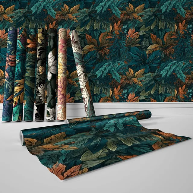 Popular floral wallpaper wallpaper rolls leaf Home Decor Waterproof PVC Wall Paper Wallpaper For Home Hotel Decoration