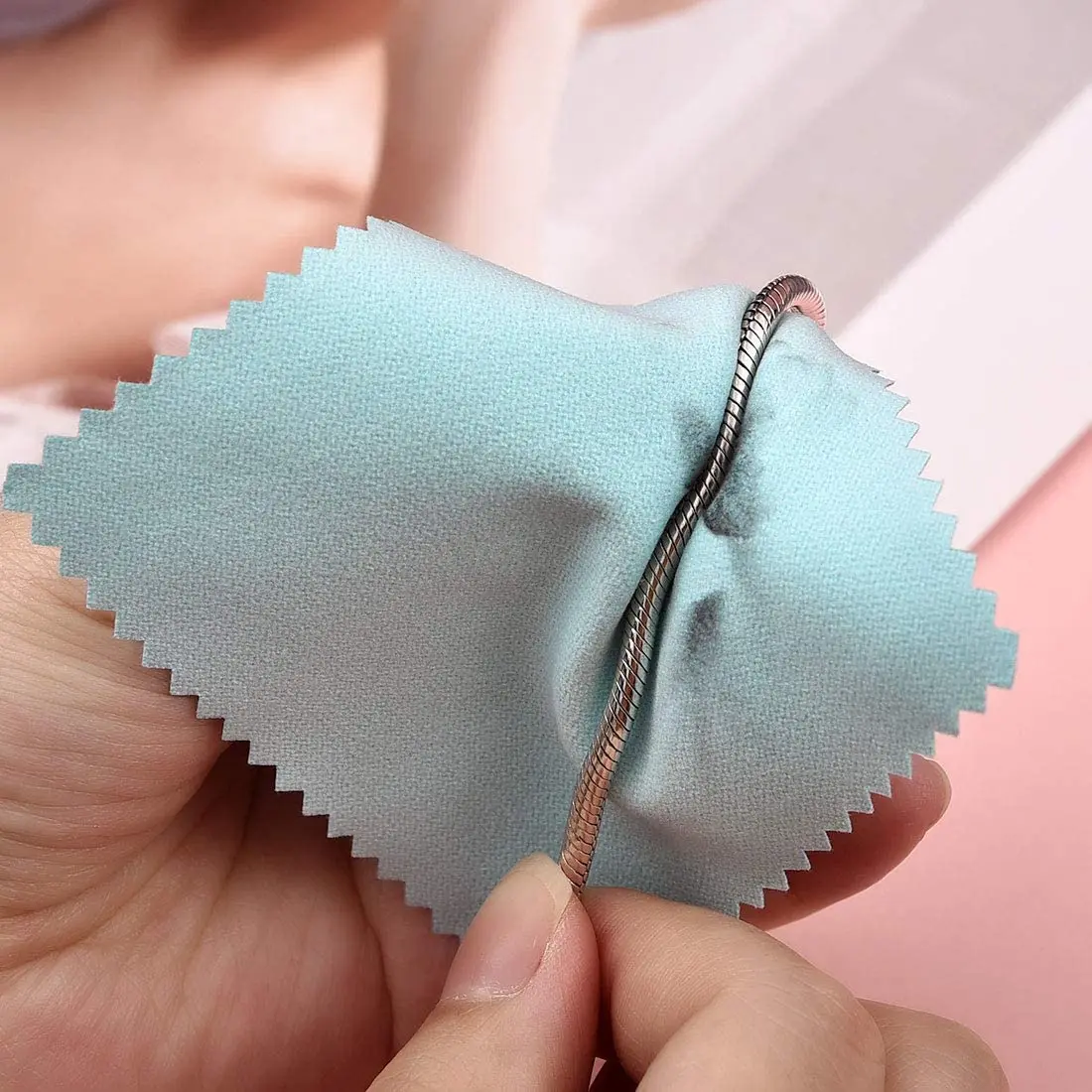Custom Logo Printed Microfiber Cloth for Silver Jewelry Care Cleaning & Polish Jewelry Cleaner