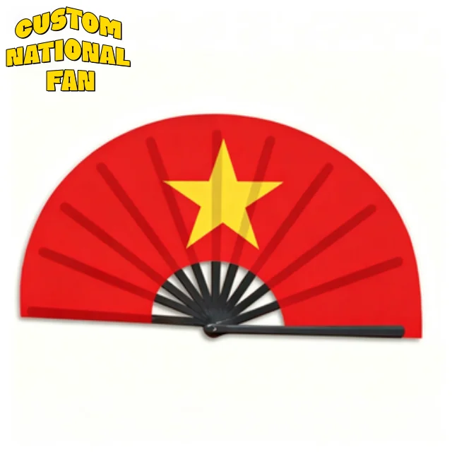 Großhandel mit vietnamesischen Flaggen-Faltfächern, individuell bedruckt, ideal für Karneval, Hochzeiten, Festivals, Partys, Reisebüros und Souvenirs._voghion.com