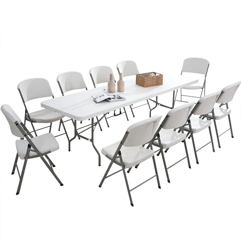 6ft Solid Steel Frame HDPE Table Top Party Dining Rental Plastic Folding Outdoor Table