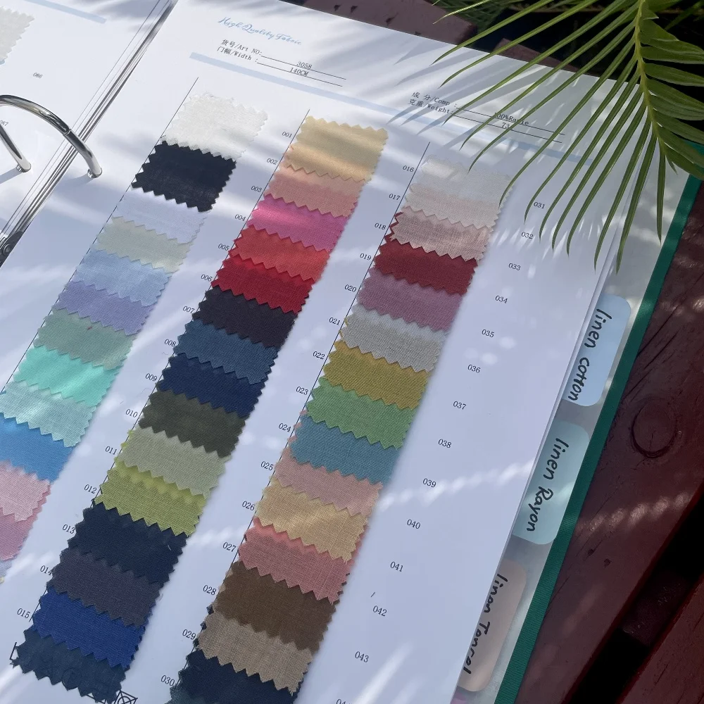 Linen Fabric Linen Customized New Design Fabric Color Book Card Swatches Sample Book Ramie Fabric