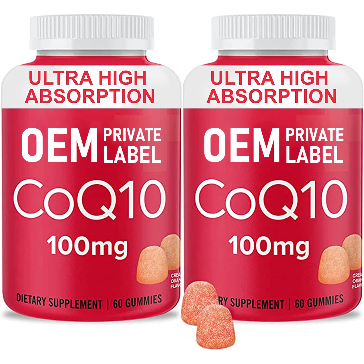 Creamy Orange Flavor Coq10 Gummies For Energy Production Support Heart