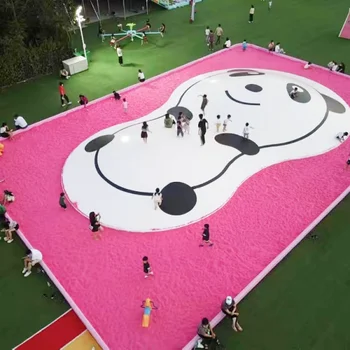 New design inflatable outdoor games theme park white panda shape inflatable jumping bouncing cloud