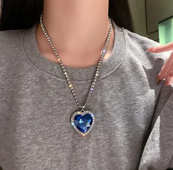 Diamond-encrusted love Female Collarbone Chain Fashion Style Trendy fairy Simple Temperament Design Necklace