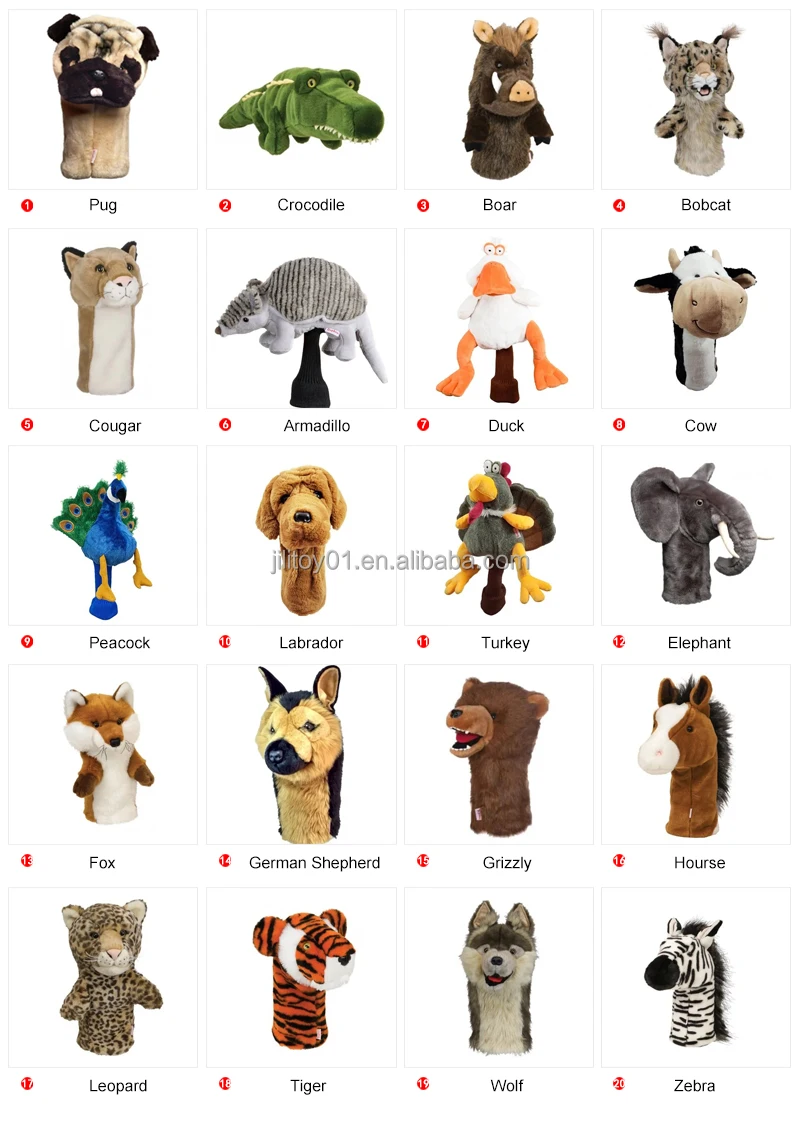 Soft Durable Plush Tiger Animal Golf Headcovers Custom Funny Cute Anime