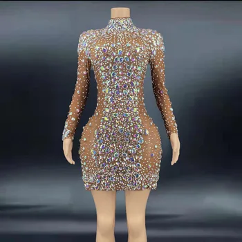 NOVANCE Y2344 2022 Womens Spring Dress Crystals Diamond Wear Long Sleeve Bodysuit Women Sexy Birthday Contemporary Dance Costume