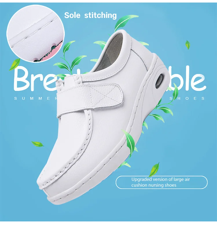 Hot Sale Nurse Shoes for Women Nursing Hospital White Shoes Comfort Breathable Soft Bottom Flat Anti-slip Safety Work Shoes