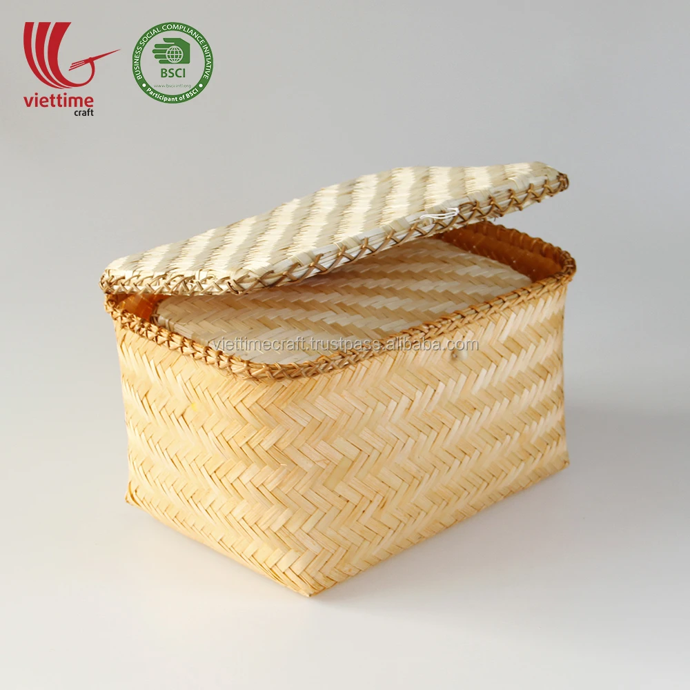 Custom Round Orange Bamboo Box/ Bamboo Storage Basket Set, Woven