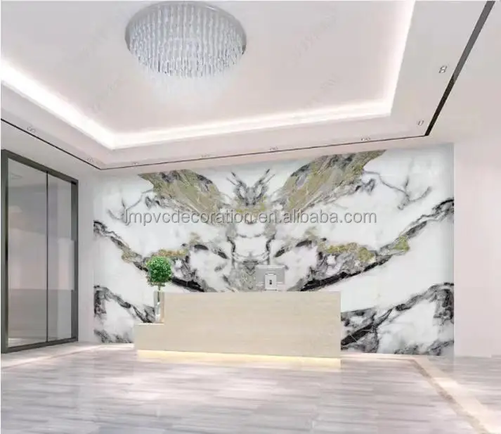 High Glossy 3mm Flexible PVC UV Marble Sheet for Wall Decor