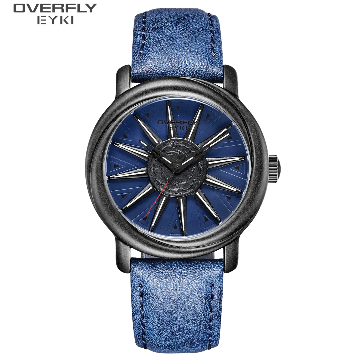 OVERFLY EYKI Brand Men Leather Quartz Wristwatches, Dual Time Digital  Analog Watches,Waterproof Wristwatch