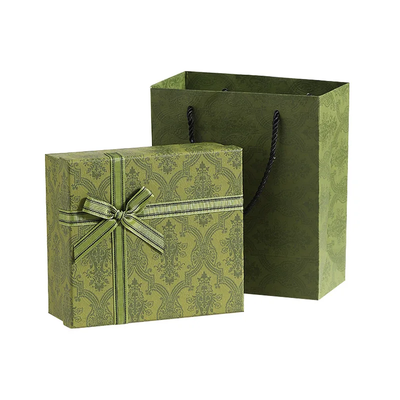 Custom Paper Packaging Box Eco-Friendly Gift Case Storage Rigid Base and Lid Boxes With Ribbon Paper Packaging Box for Wedding