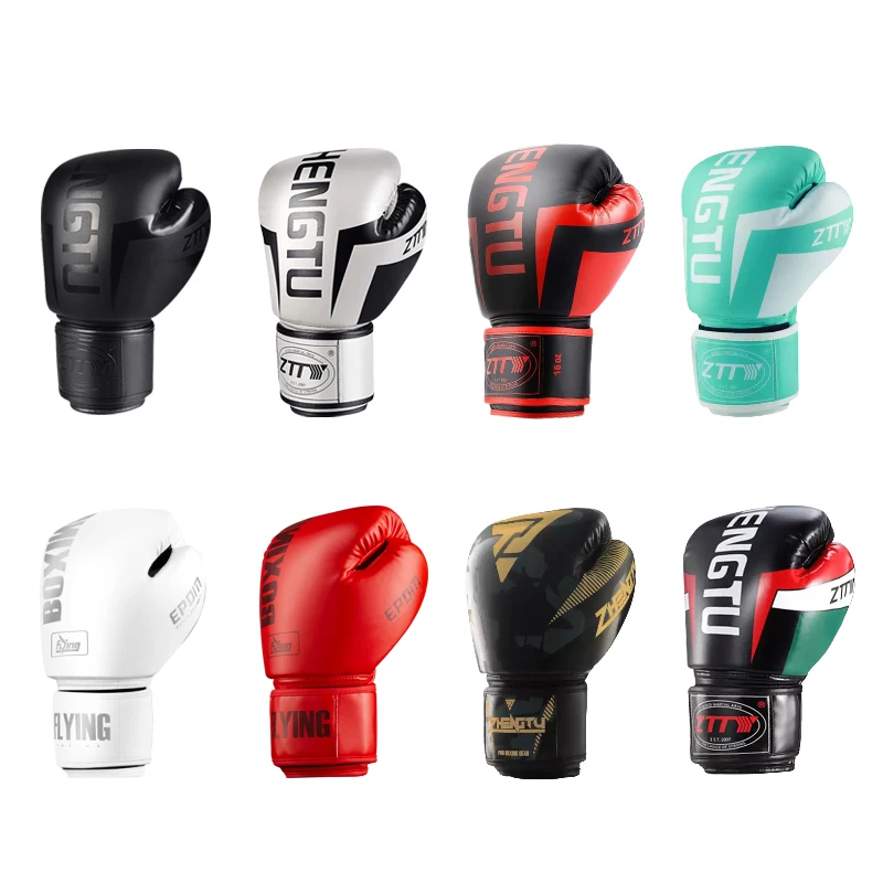 Custom Logo  Boxing Gloves High Quality Durable Shiny Pu Training Boxing Gloves Leather 8oz 10oz 12oz 14 oz