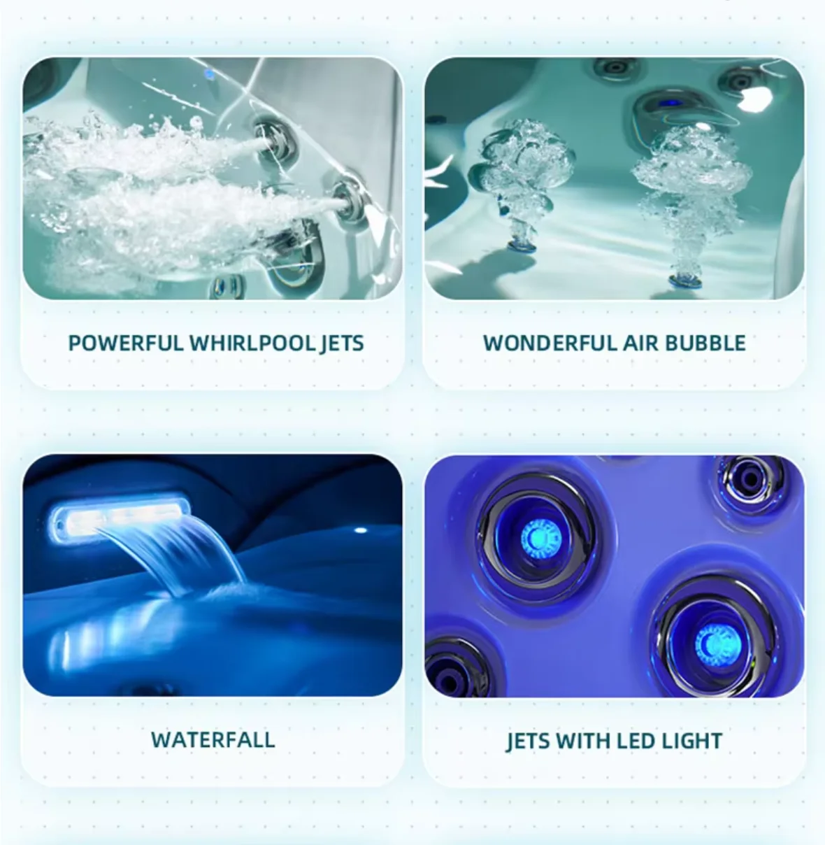 Freestanding Whirlpool Spa Hot Tub with 34 Jets and 6 Person Capacity for Hydrotherapy Massage