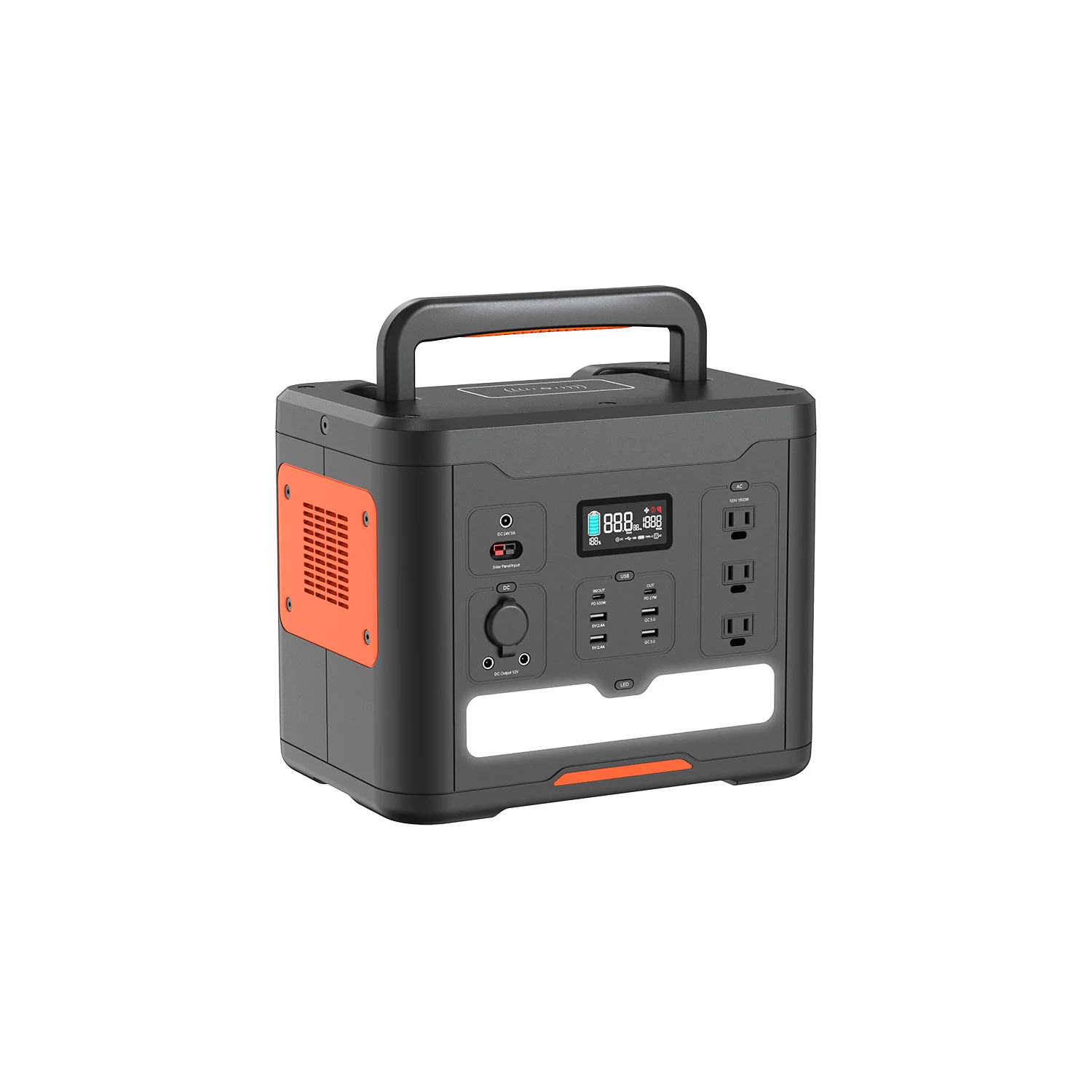RisunPower S1500 25.6V 58Ah 1484Wh 1500-3000W LiFePO4 Lithium Battery smart light Portable PowerStation Emergency Outdoor Power