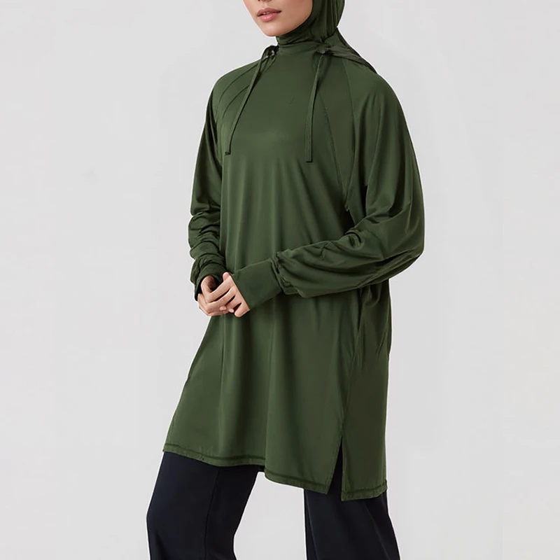 Islamic Active Long Sleeve Modest Active Sportswear Basic Training Sports Lightweight Shirts