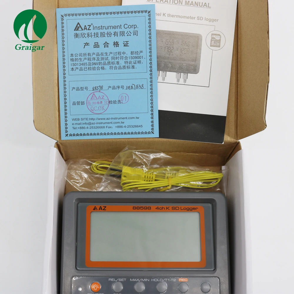 Multi-channel Digital Thermometer Az88598 4 Channel K Type Thermocouple ...